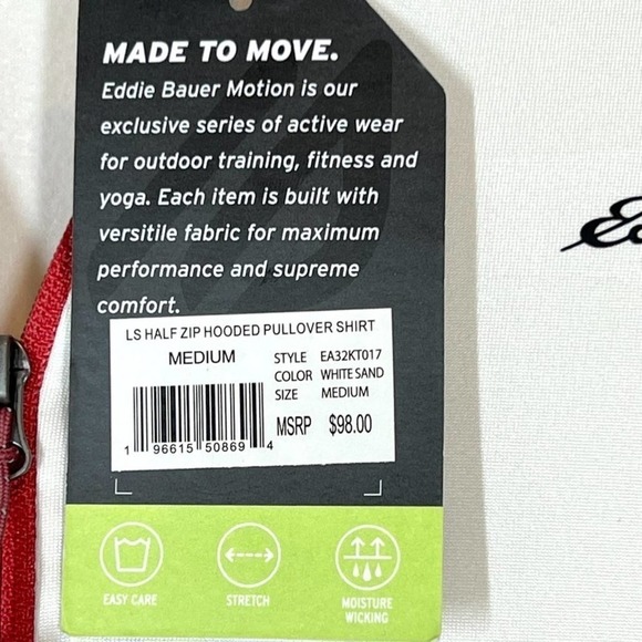 Eddie Bauer Sweatshirt White Quarter Zip Summer Medium - Picture 6 of 10